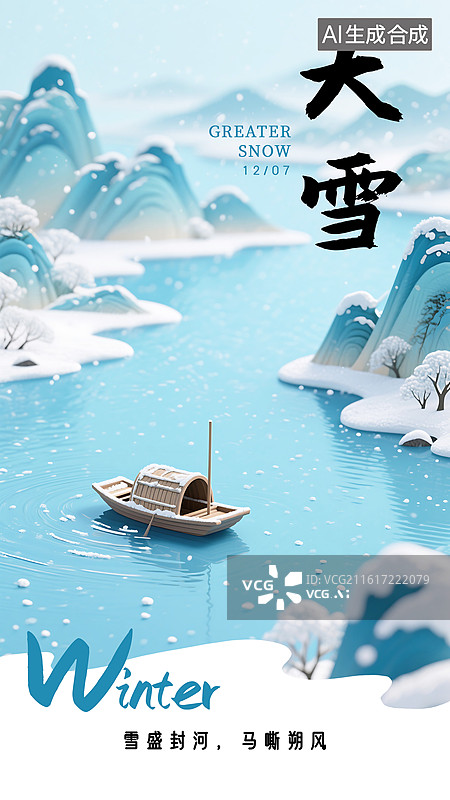 【AI数字艺术】国风3D海报模板图片素材