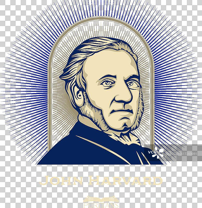 伟大的清教徒约翰·哈佛图片素材