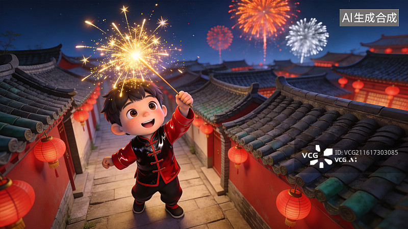 【AI数字艺术】春节题材大透视角度插画5图片素材