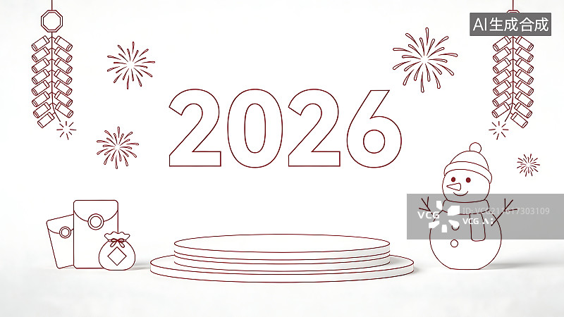 【AI数字艺术】2026新年节日场景设计图片素材