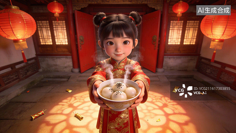 【AI数字艺术】春节题材大透视角度插画7图片素材