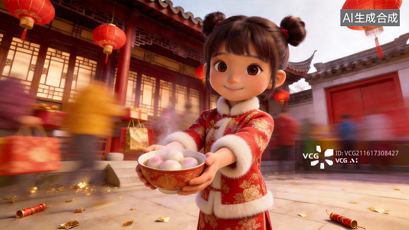 【AI数字艺术】春节题材大透视角度插画18图片素材