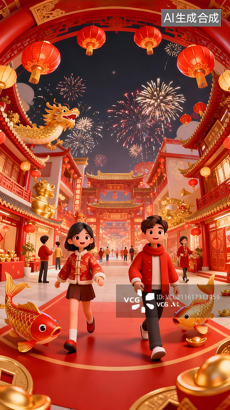 【AI数字艺术】春节新年人物民俗喜庆插画图片素材