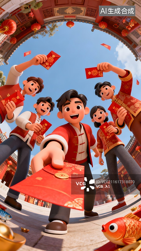 【AI数字艺术】春节新年人物民俗喜庆插画图片素材