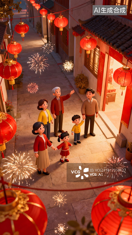 【AI数字艺术】春节新年人物民俗喜庆插画图片素材