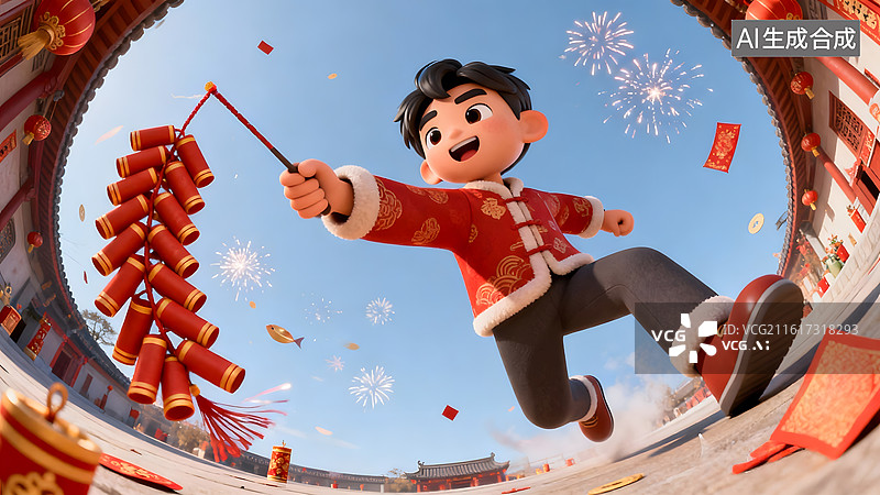 【AI数字艺术】春节新年人物民俗喜庆插画图片素材