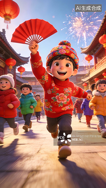 【AI数字艺术】大透视角度插画 春节题材图片素材