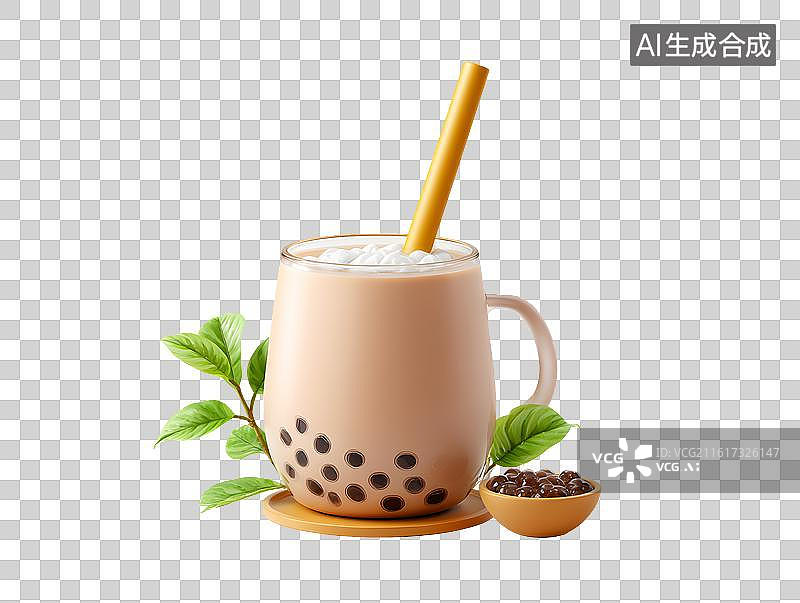 【AI数字艺术】一杯珍珠奶茶图片素材