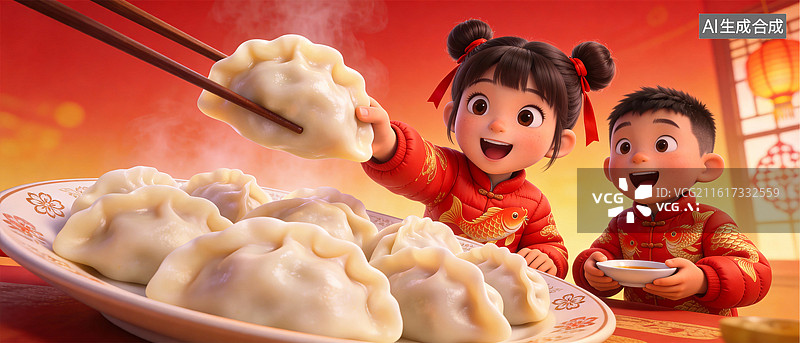 【AI数字艺术】新年春节过年喜庆大透视插画海报图片素材