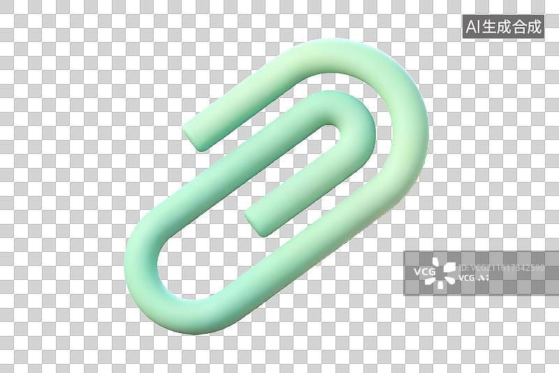 【AI数字艺术】浅绿色回形针特写图片素材