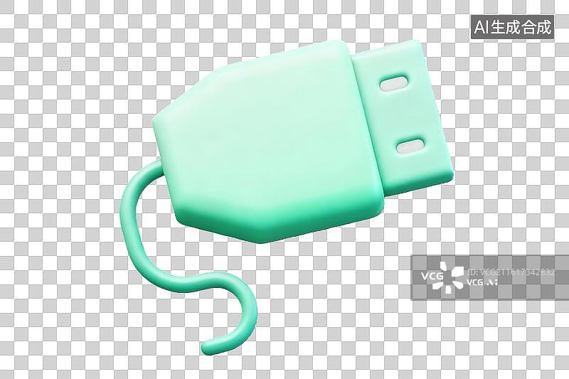 【AI数字艺术】绿色USB数据线特写展示图片素材