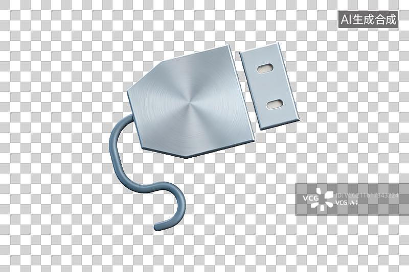 【AI数字艺术】银色金属U盘特写展示图片素材