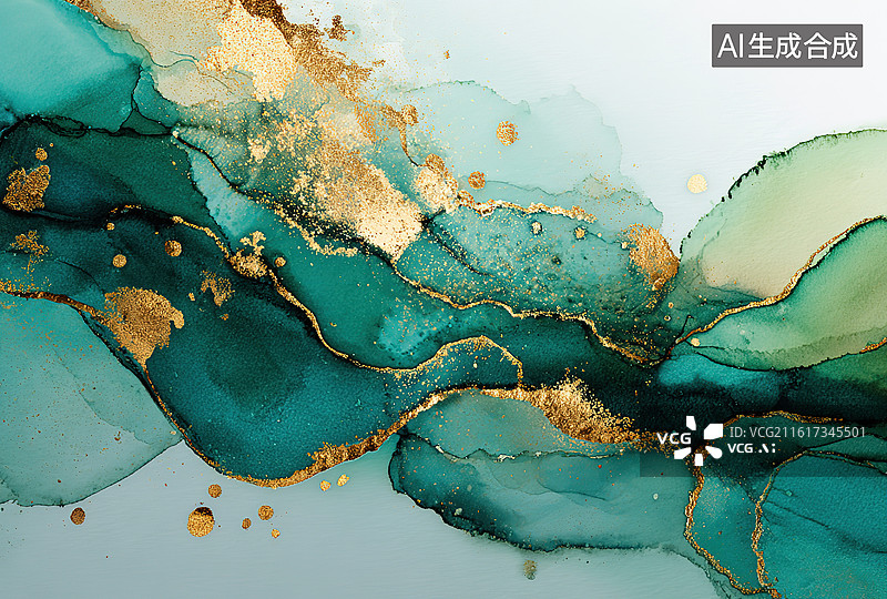 【AI数字艺术】青金石色抽象水墨画图片素材