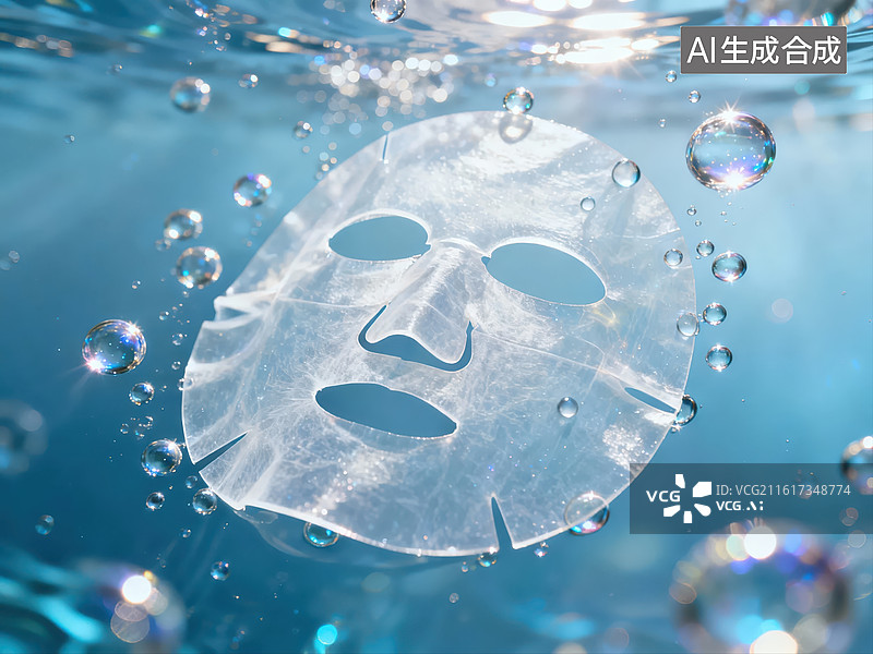 【AI数字艺术】水中漂浮的面膜图片素材