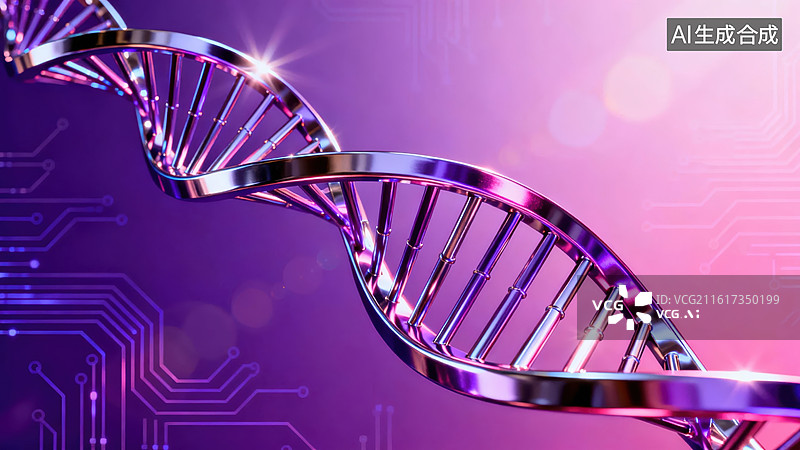 【AI数字艺术】DNA双螺旋结构科技背景图片素材
