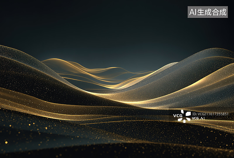 【AI数字艺术】金色波浪抽象背景图片素材