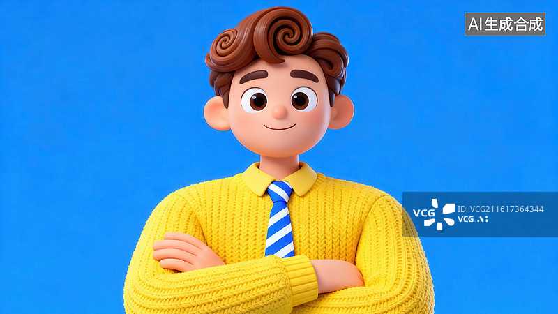 【AI数字艺术】卡通人物穿黄色毛衣图片素材