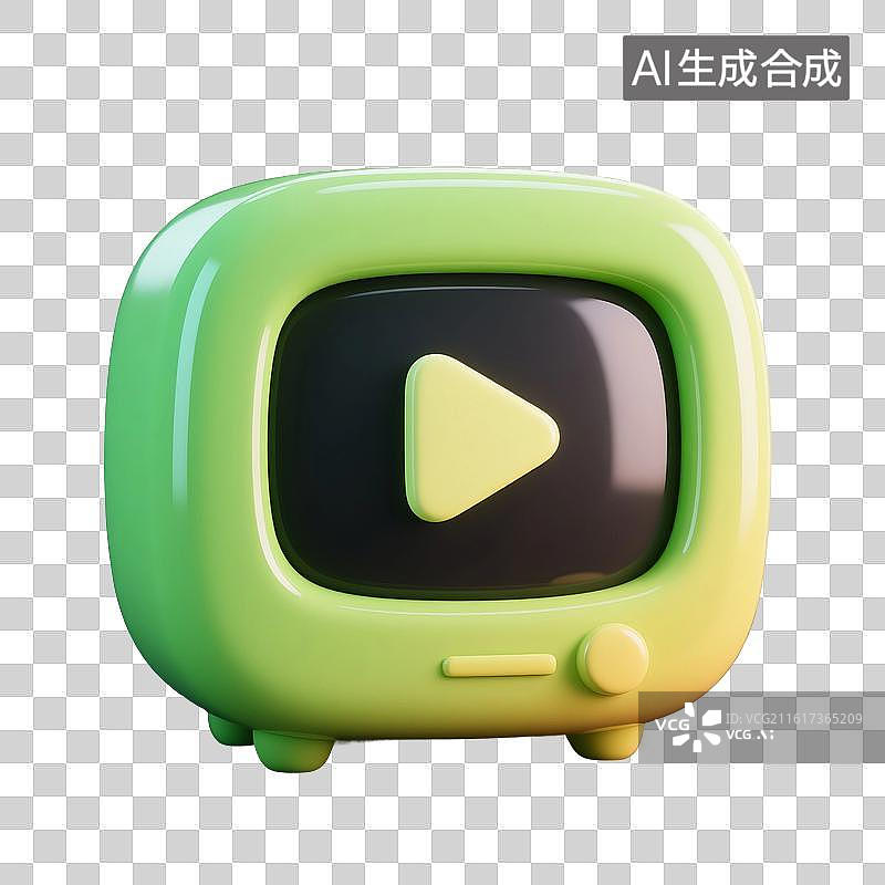 【AI数字艺术】3D渲染，卡通电视，电视剧，电视，视频，播放器，传媒，媒体直播，图形图标，免抠元素图片素材