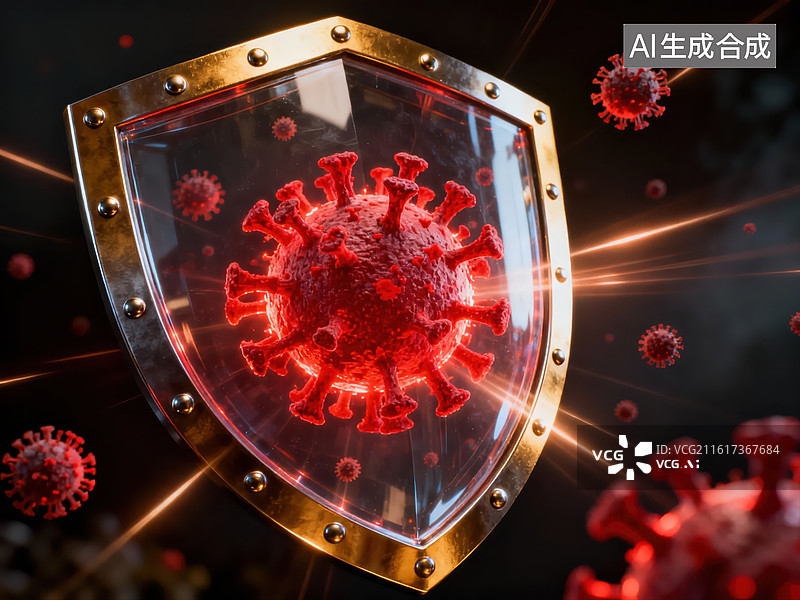 【AI数字艺术】病毒防护盾牌图片素材