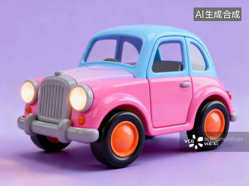 【AI数字艺术】粉色复古玩具汽车图片素材
