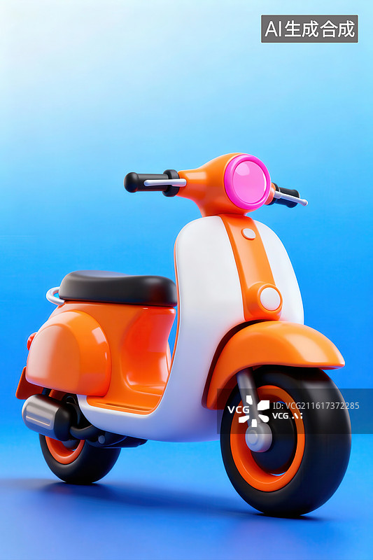 【AI数字艺术】橙白相间的电动踏板车图片素材