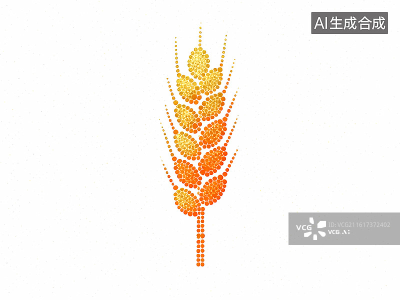 【AI数字艺术】麦穗稻穗点阵点彩渐变平面设计简洁复古插画图片素材