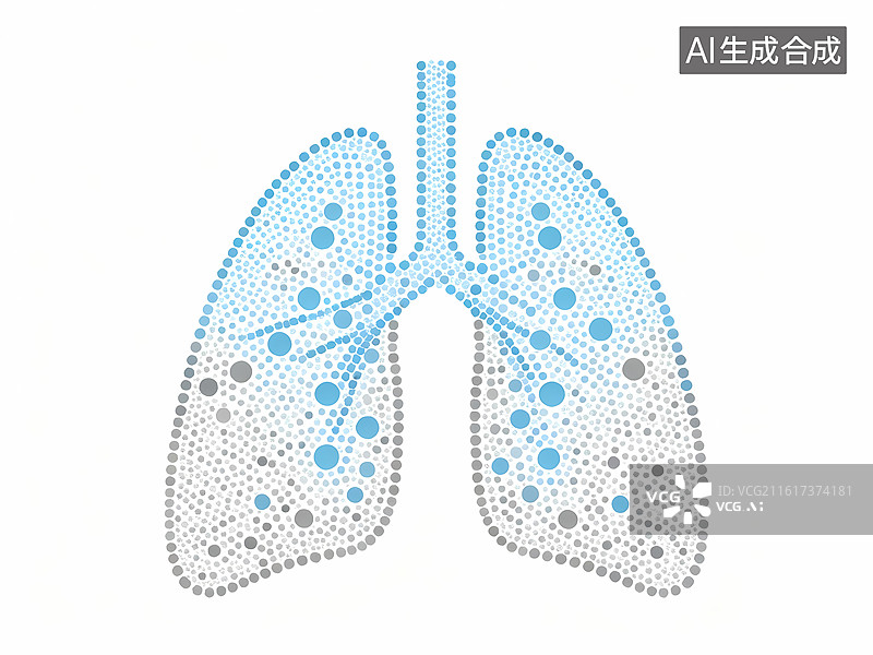 【AI数字艺术】肺部点阵点彩渐变平面设计简洁插画图片素材