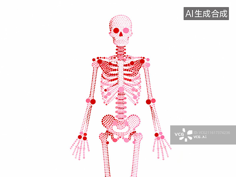 【AI数字艺术】人体骨骼点阵点彩渐变平面设计简洁插画图片素材