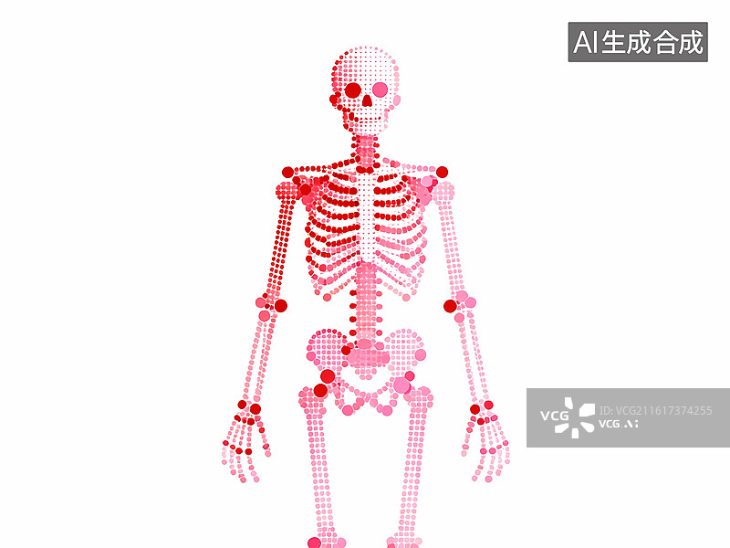 【AI数字艺术】人体骨骼点阵点彩渐变平面设计简洁插画图片素材