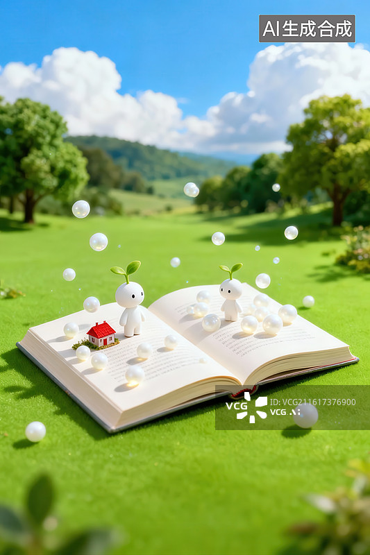 【AI数字艺术】书本上的童话世界图片素材