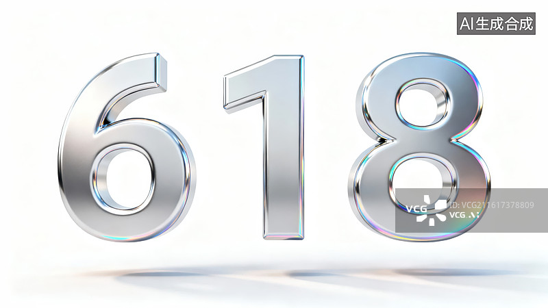 【AI数字艺术】金属质感数字618图片素材