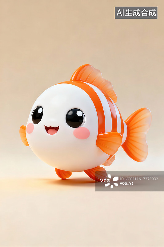 【AI数字艺术】可爱的橙白条纹小鱼玩偶图片素材