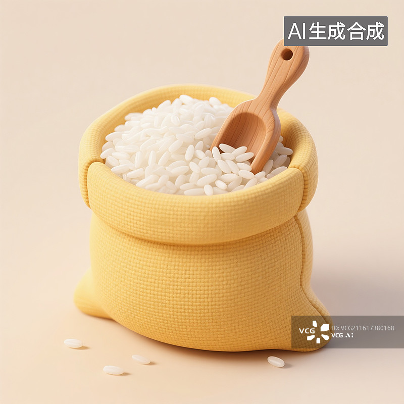 【AI数字艺术】3D渲染，一袋大米，粳米，糯米，农产品，丰收图片素材
