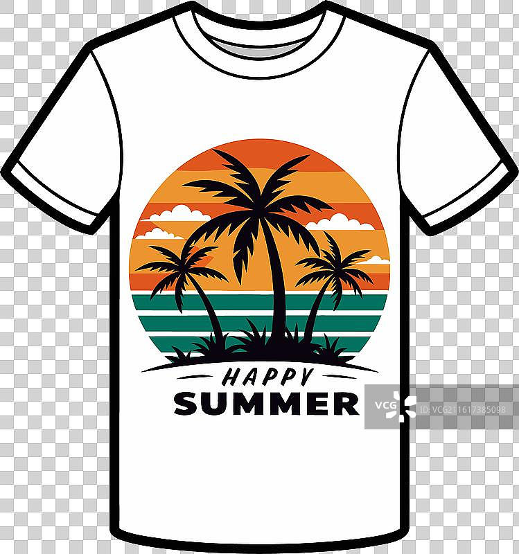 快乐夏日字体T恤设计图片素材