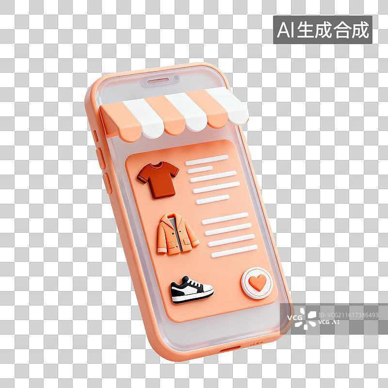 【AI数字艺术】3D磨砂玻璃材质手机应用界面电商购物衣服服饰购物类网页应用界面搜索框线上选购元素图片素材