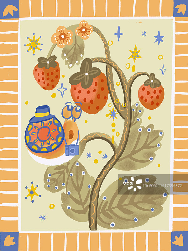 蜗牛与草莓图片素材