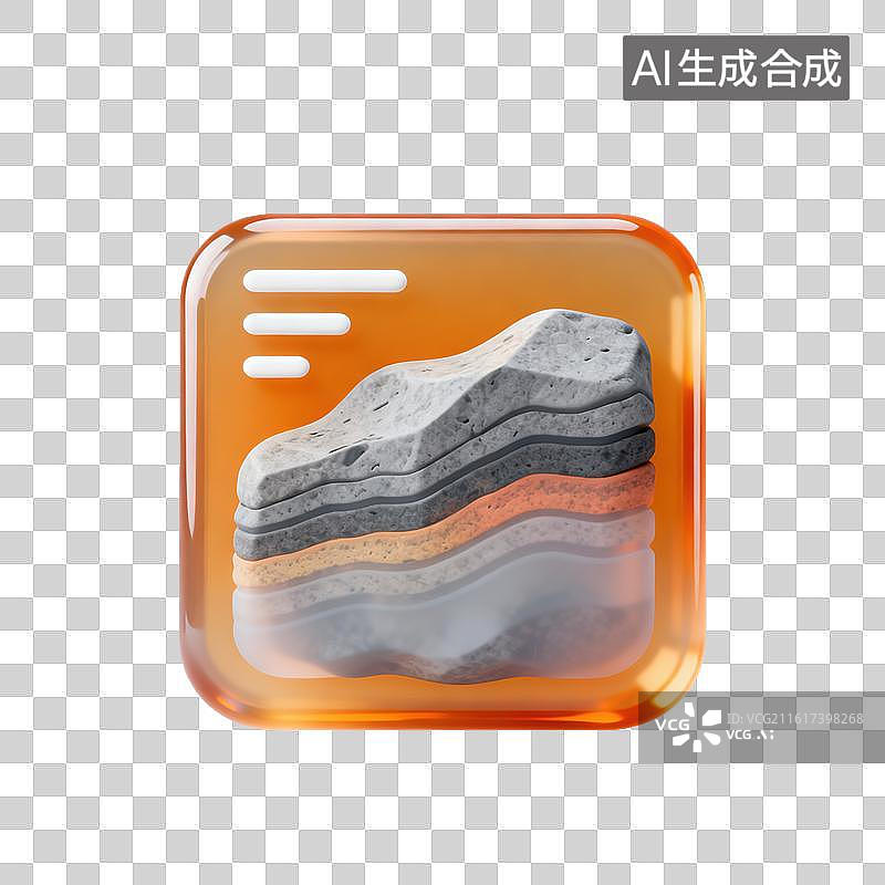 【AI数字艺术】3D磨砂玻璃材质多层纹理的岩层岩石地质地质结构岩层样本元素图片素材