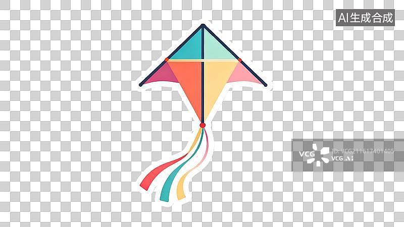 【AI数字艺术】彩色菱形风筝 卡通风格风筝插画图片素材