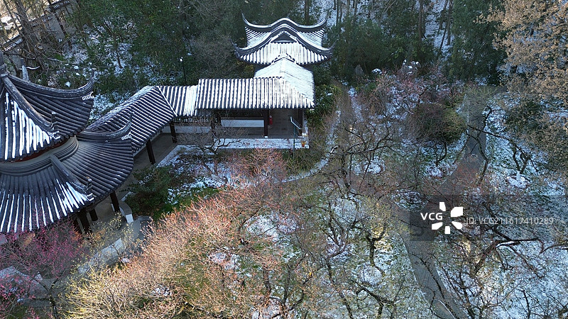 航拍雨花台梅岗雪景图片素材