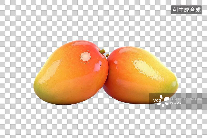 【AI数字艺术】卡通风格，几颗新鲜的芒果PNG格式的免扣元素图片素材