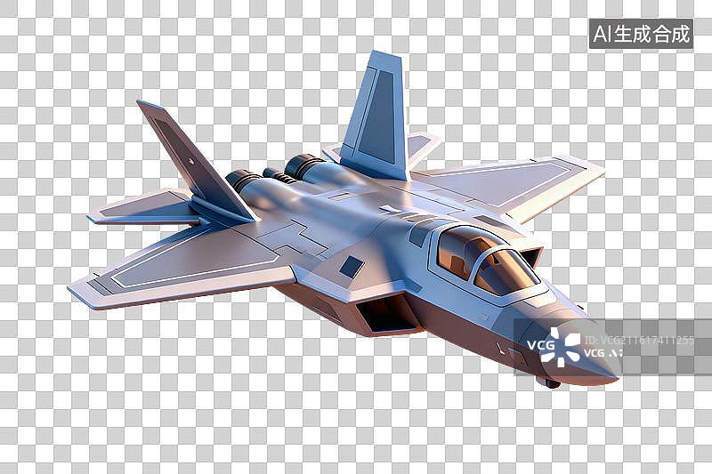 【AI数字艺术】卡通风格，一架五代战机PNG格式的免扣元素图片素材