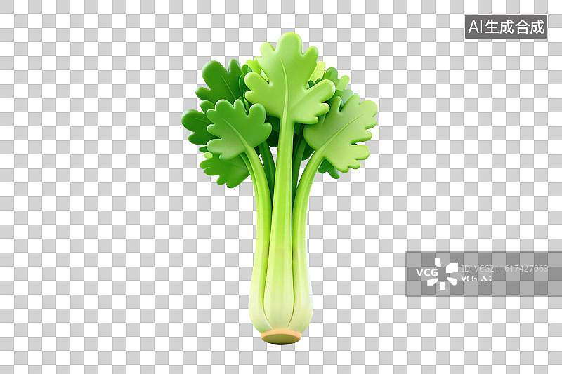 【AI数字艺术】卡通风格，一棵芹菜PNG格式的免扣元素图片素材