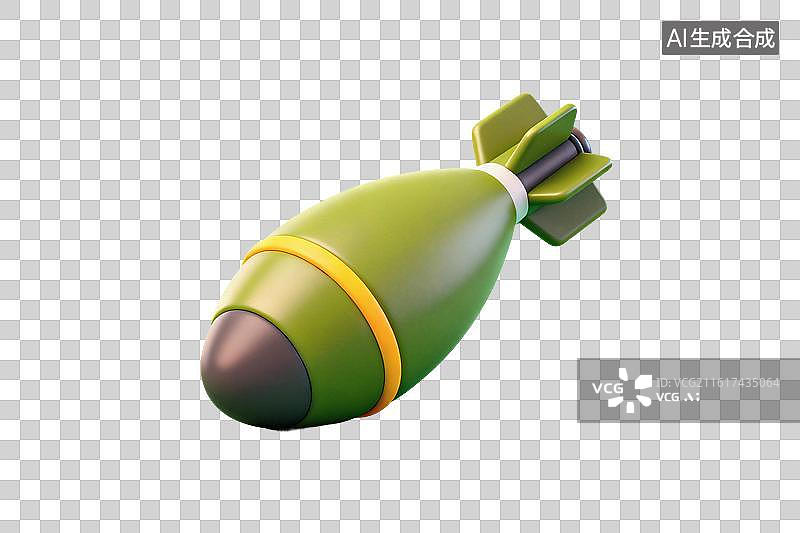 【AI数字艺术】卡通风格，一枚炸弹PNG格式的免扣元素图片素材