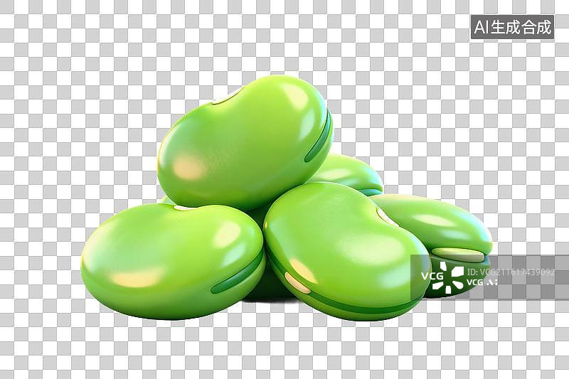 【AI数字艺术】卡通风格，剥好的蚕豆PNG格式的免扣元素图片素材