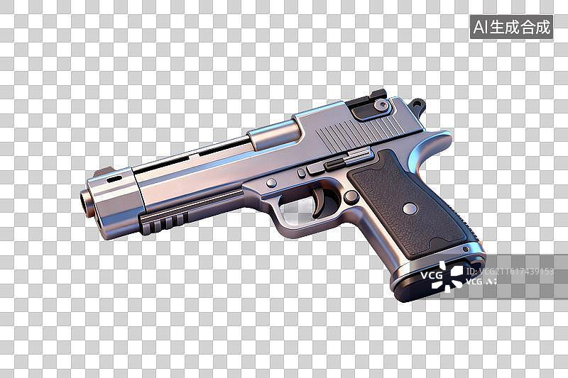 【AI数字艺术】卡通风格，一把手枪PNG格式的免扣元素图片素材