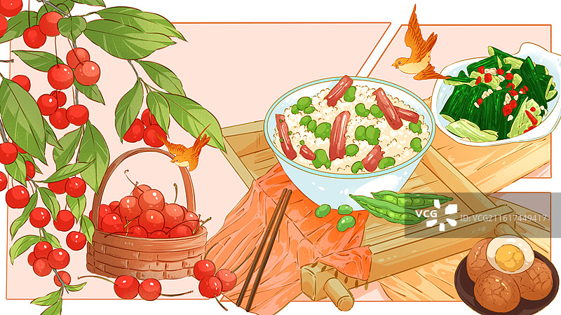 二十四节气·小暑 国风插画图片素材