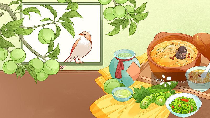 二十四节气·芒种 国风插画图片素材