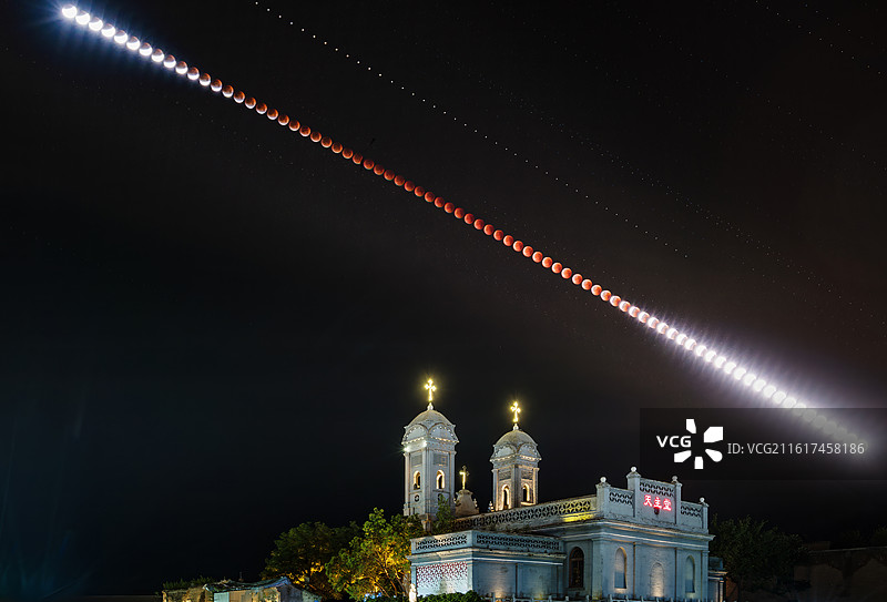 山西大同2025年9月月全食图片素材