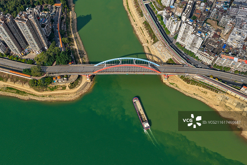 广西壮族自治区梧州市鸳江大桥航拍图片素材