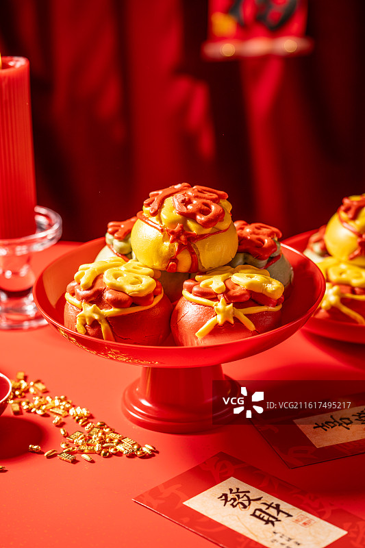 春节主题  传统中式非遗面点 花馍 红烛 春联图片素材